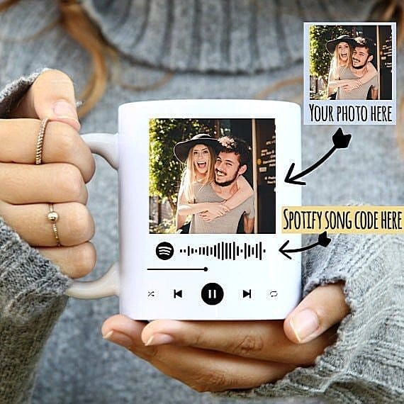 Custom Spotify Song Mug – With Photo & Scannable Spotify Code